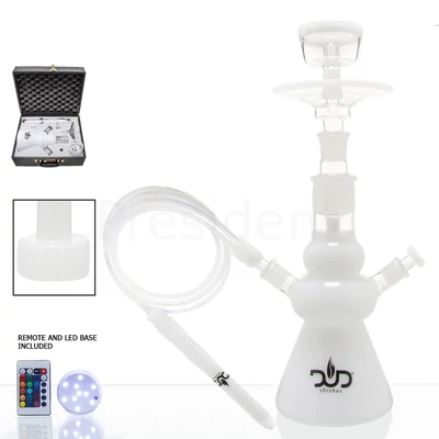Dud Üveg vizipipa ¤ Fehér Firestarter ¤ 55cm ¤ Szilikon cső ¤ Bőr koffer ¤ LED
